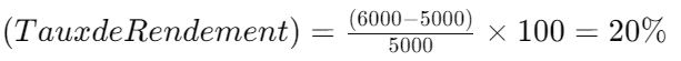 Exemple calcul taux de rendement